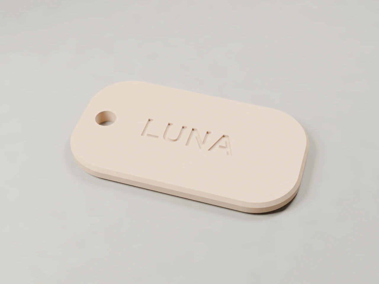 Name Tag, warm sand, matte, exact design render