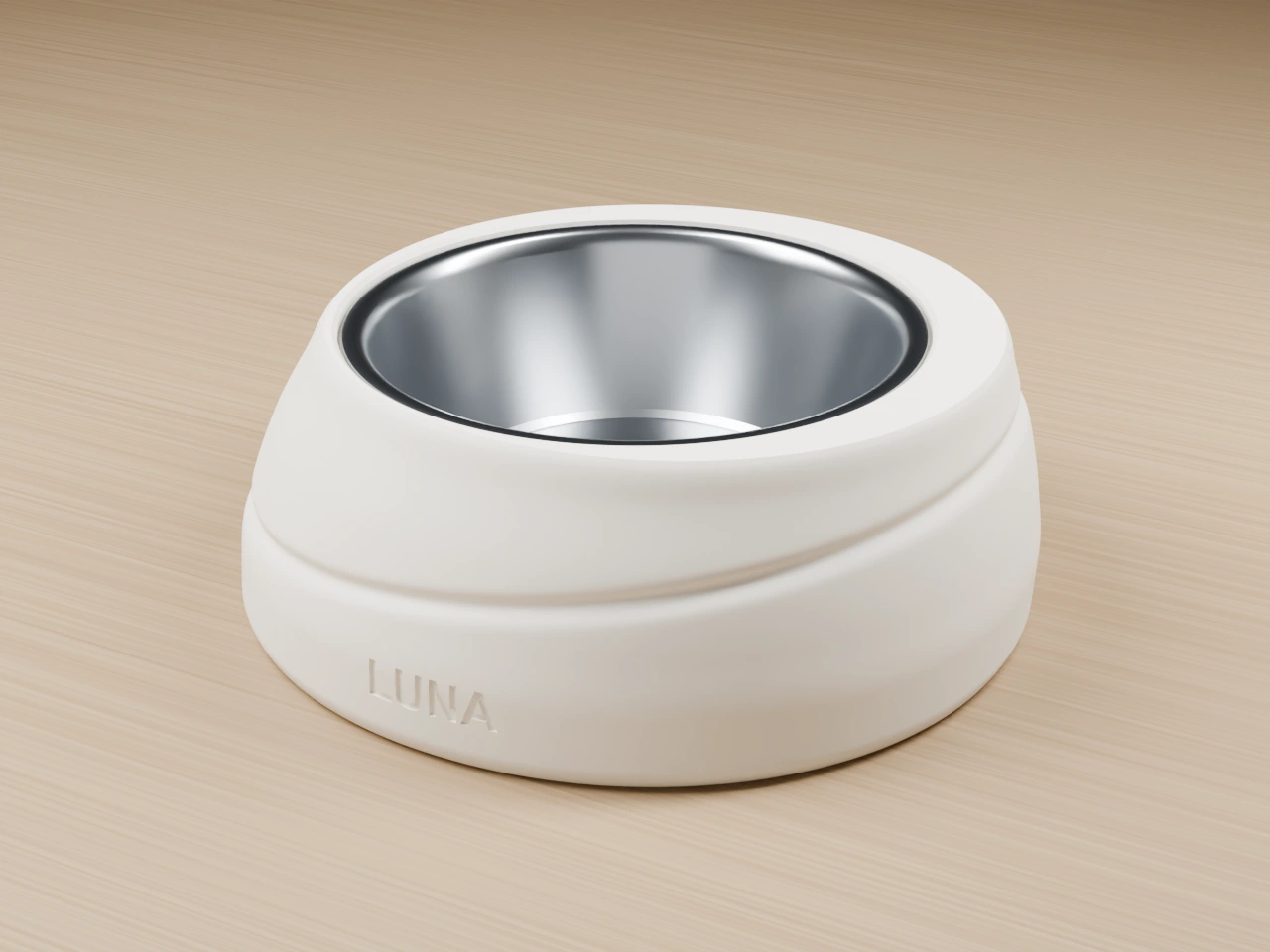 Eclipse Single Bowl in Warm White with removable stainless bowl, on an oak floor