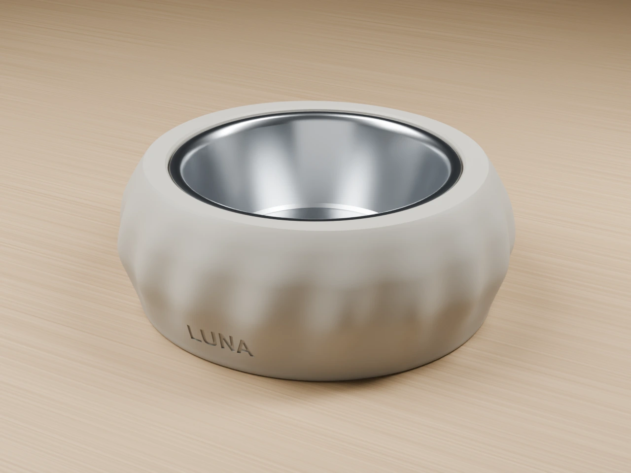Silk Single Bowl in Marble Grey with removable stainless bowl, on an oak floor