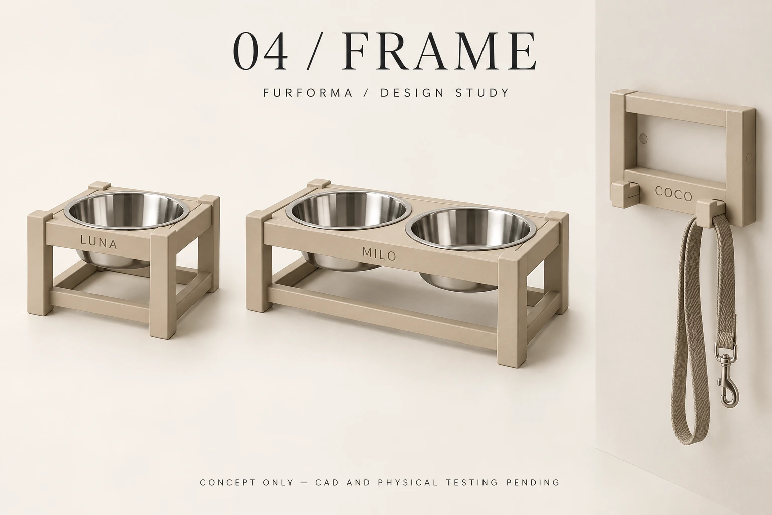 Frame concept illustration of coordinated bowls and wall accessories